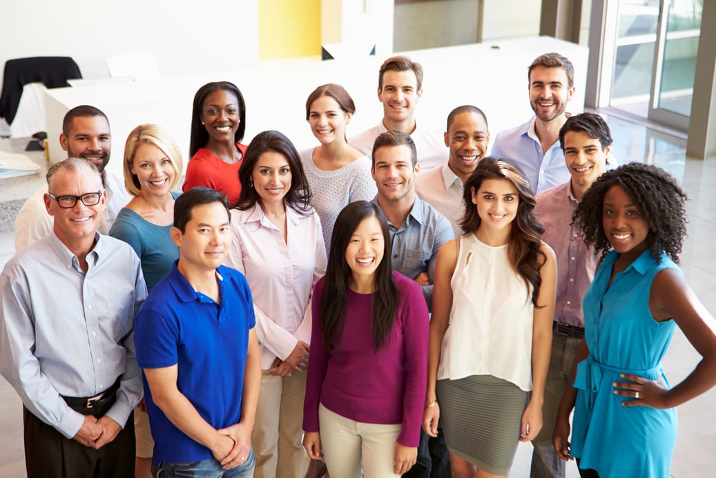 Office Staff Standing in Lobby